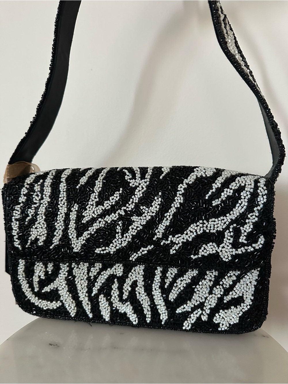 Beaded zebra print bag